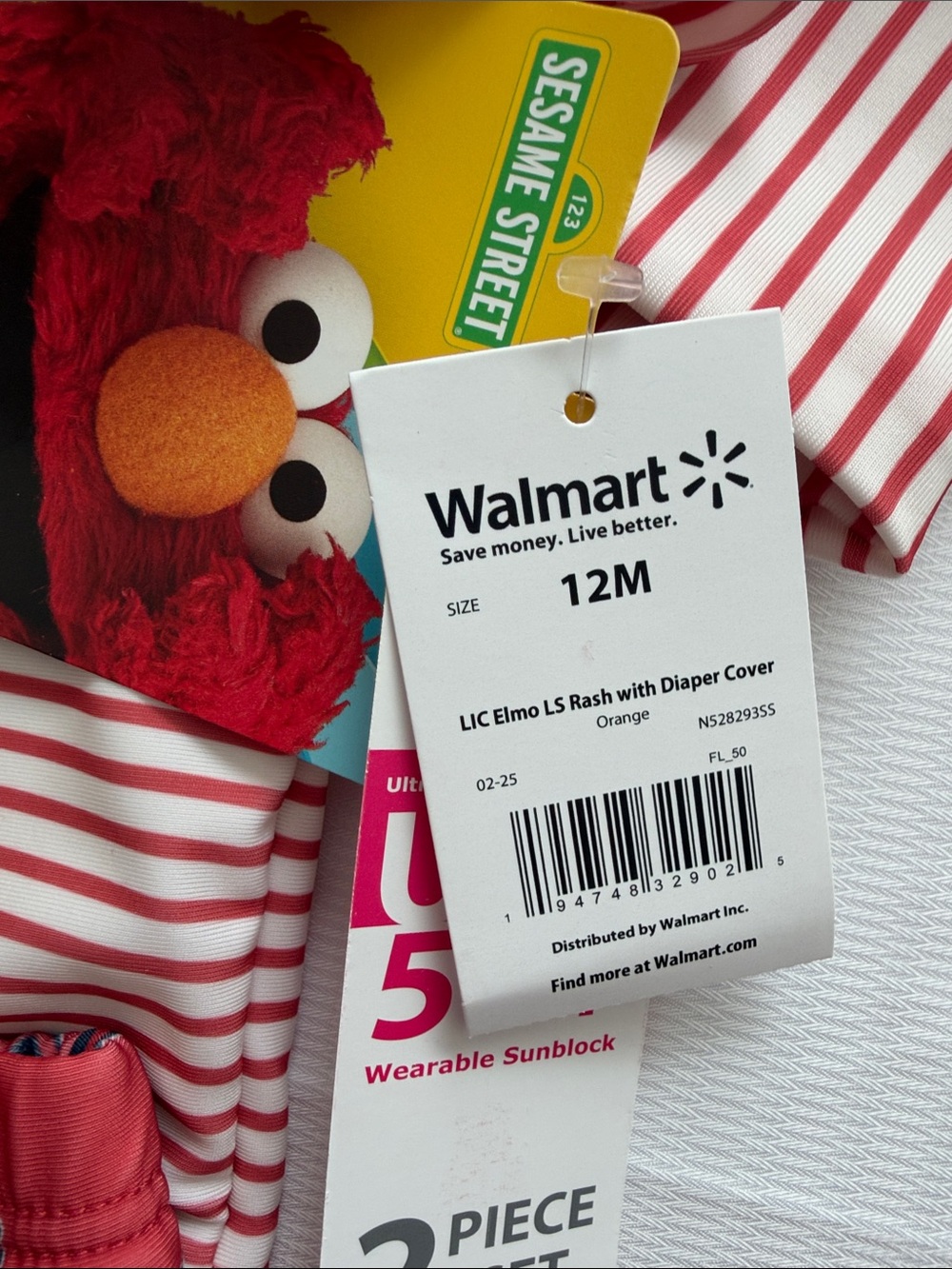 Sesame Street Elmo Red & White Striped Rashguard with Bottoms
NWT 12m - Picture 3 of 4